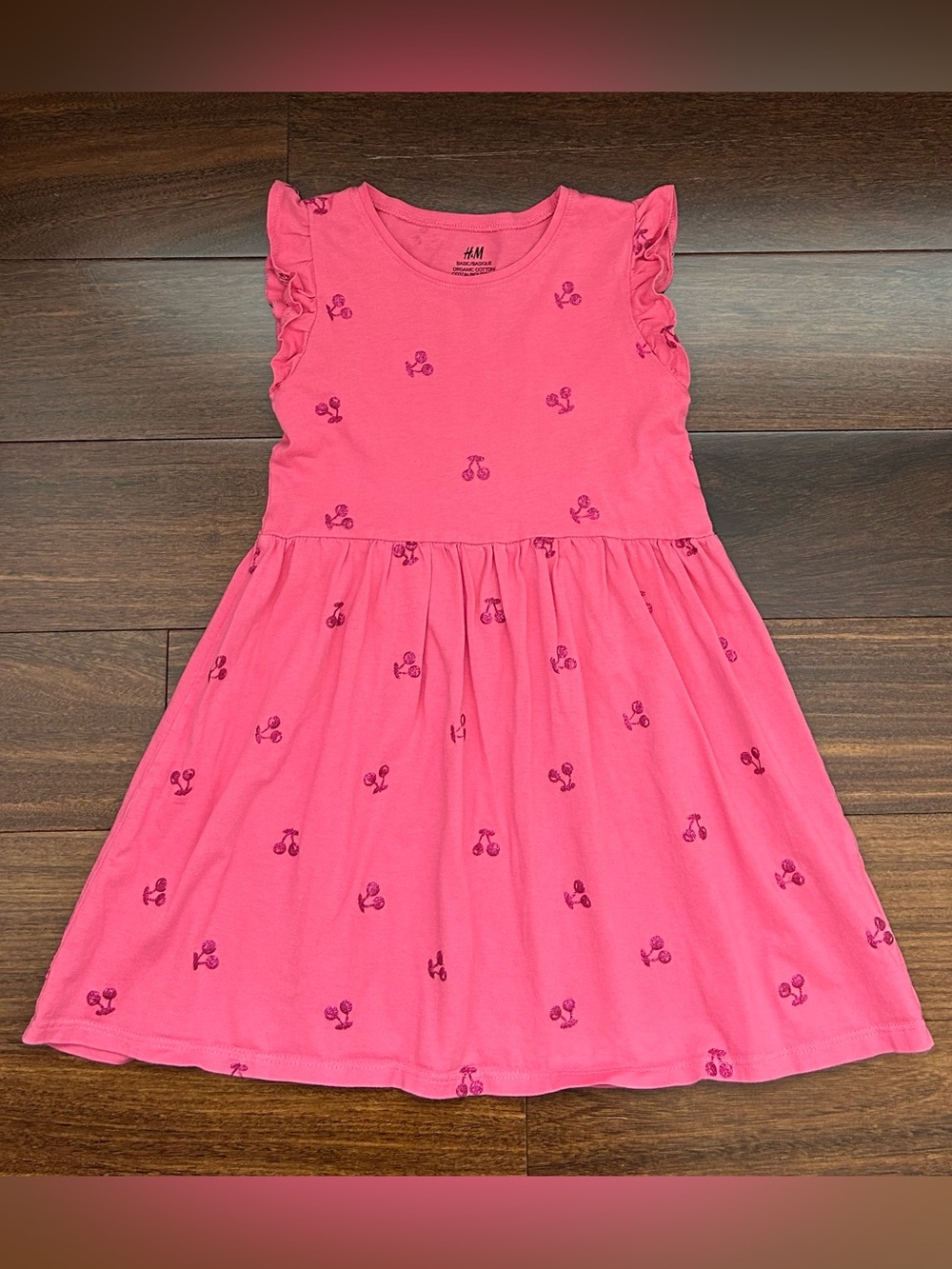 💥4 for $20💥 H&M Pink Girls' Flutter Sleeve Cherry Print Dress